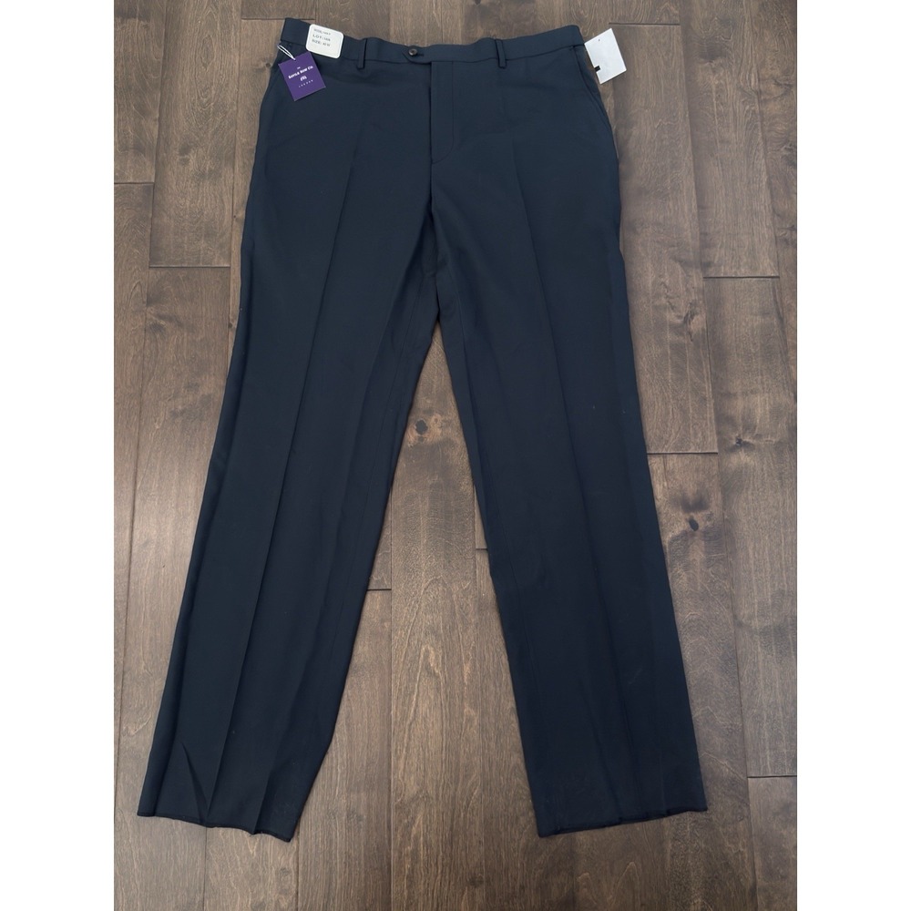 NWT Savile Row Mens Navy Blue Flat Front Dress Pants Size 40X39 Expandable Waist